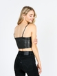 Faux Leather Crop Top, BLACK,  [category]