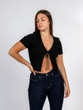 Louise Ribbed Front Tie Tee, ,  [category]